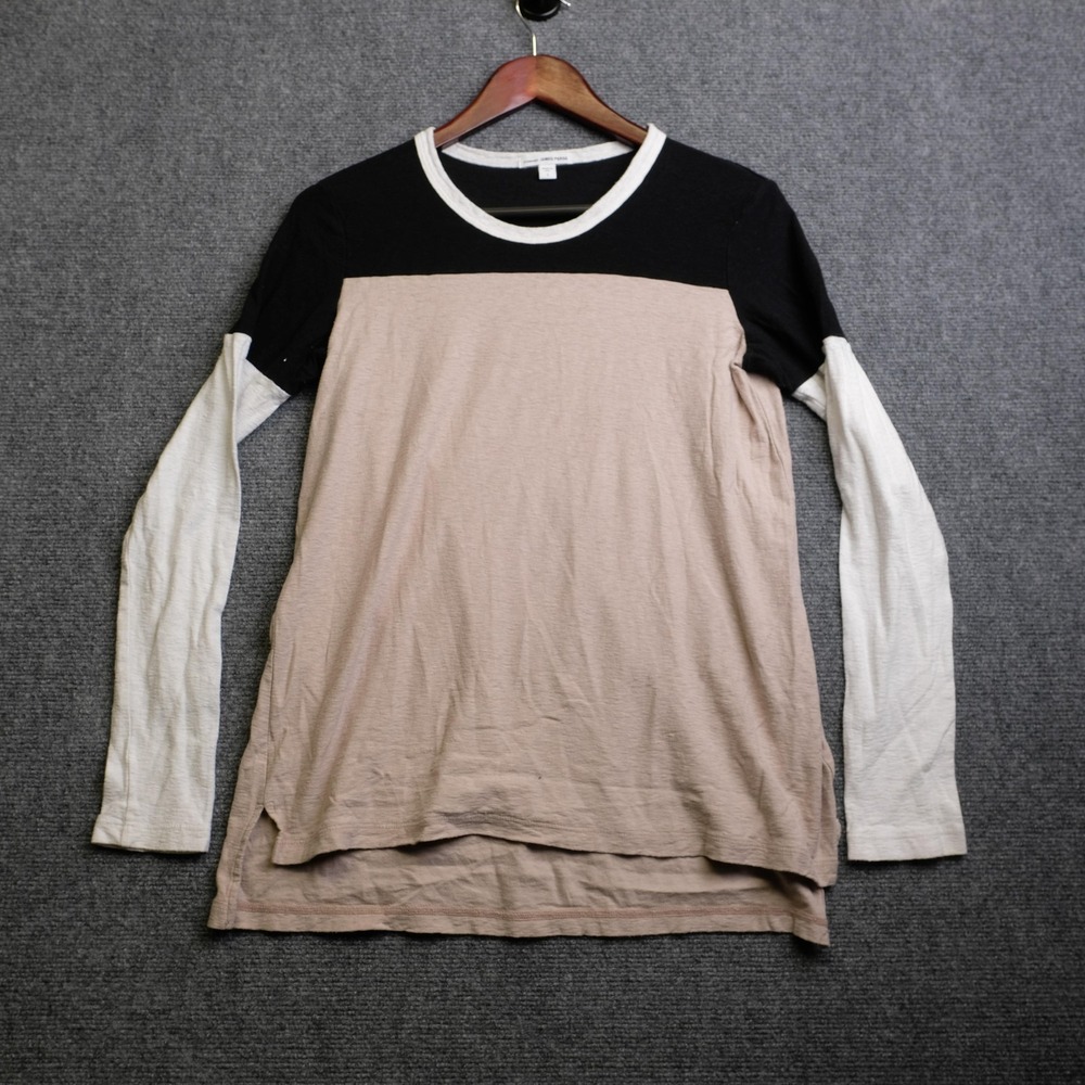 James Perse Shirt Womens 1 Multicolor Colorblock Long Sleeve Tunic Tee Jersey